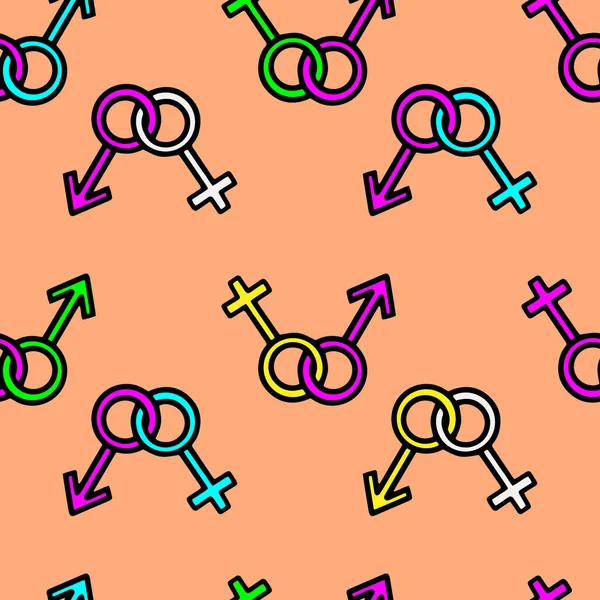 Bright pattern of Female and male gender symbols —  Vetores de Stock