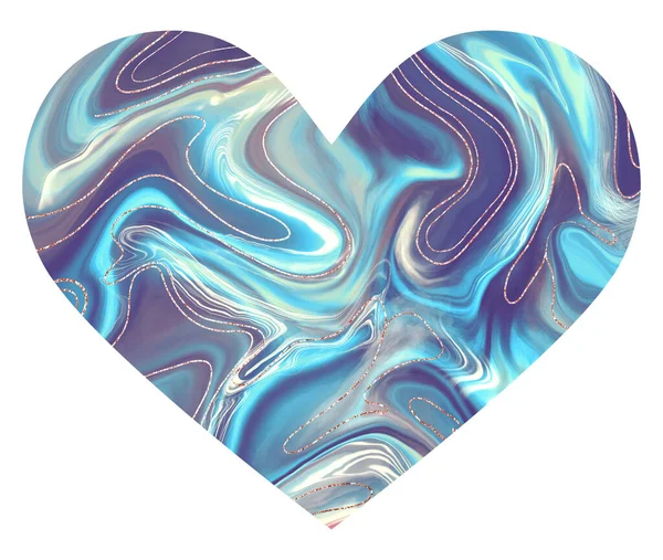 Coração de mármore brilhante azul.Design para o dia dos namorados — Fotografia de Stock