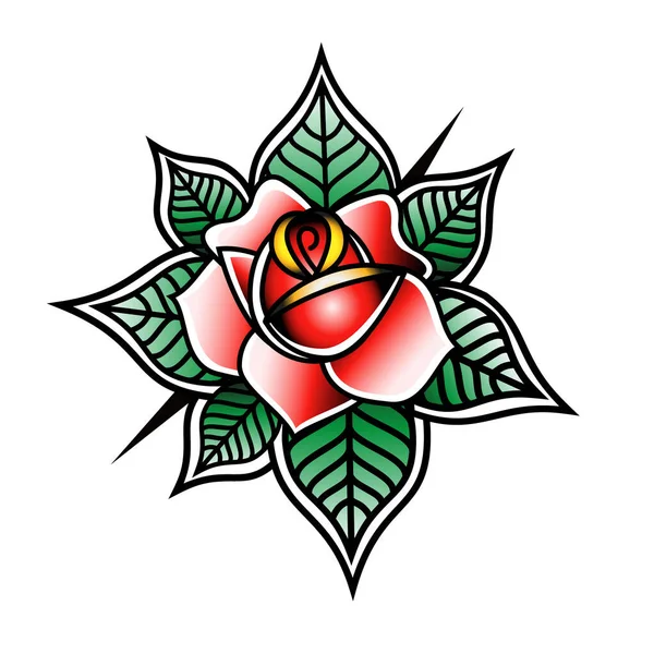 Rose in old school tattoo style. vector illustration — 图库矢量图片
