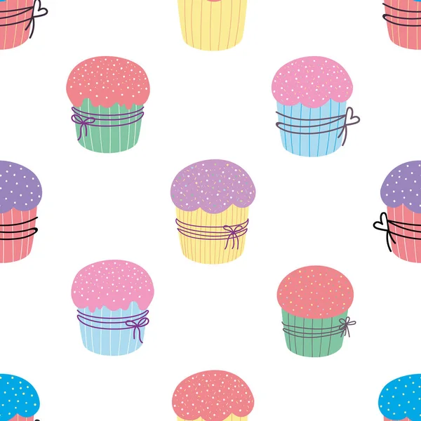 Sömlöst mönster av Cupcakes. Påskkaksmönster. — Stockfoto