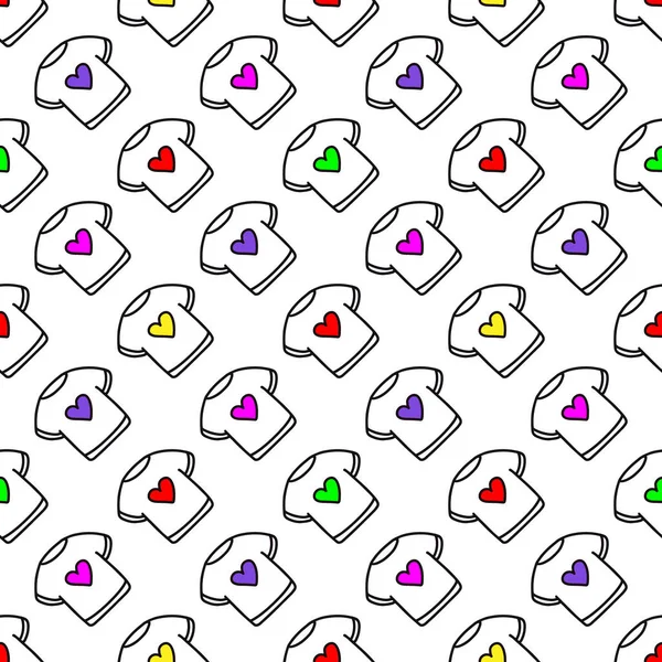 Patroon van een T-shirt met een hart.Patroon voor Valentijnsdag — Stockvector