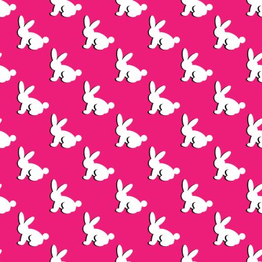 Beyaz tavşan siluetleriyle kusursuz desen