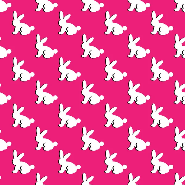 Seamless pattern with silhouettes of white rabbits — Stock Vector