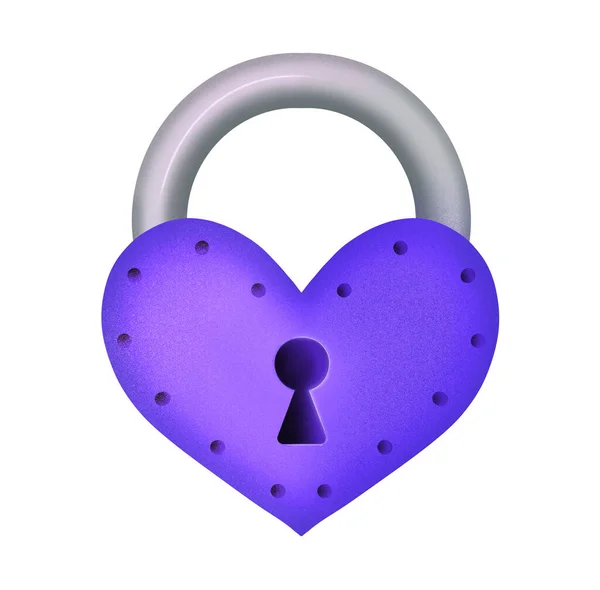 紫色のハート型のロック。バレンタインデーのデザイン — ストック写真
