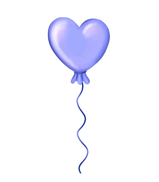 Blue balloon in the shape of a heart. Vector illustration — Stock Vector