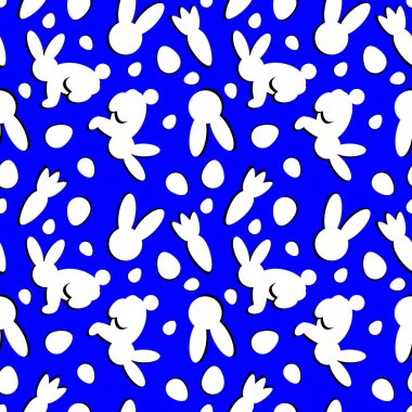 Beyaz tavşanlar ve paskalya yumurtalarıyla kusursuz desen. 