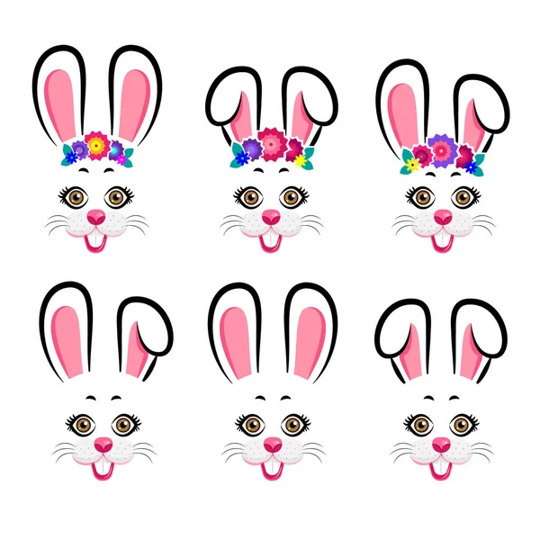 Colección de lindos conejos de Pascua. Conejos de Pascua — Vector de stock