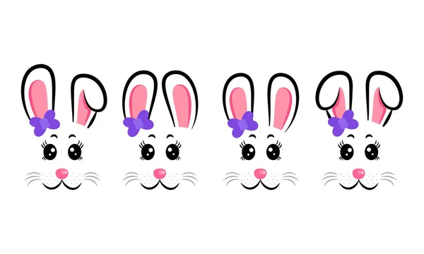 Conjunto de conejos de Pascua con arcos. Conejos de Pascua — Archivo Imágenes Vectoriales