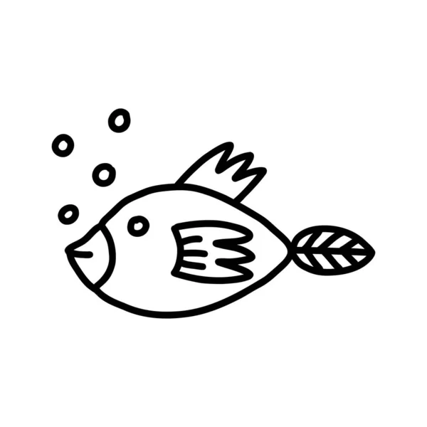 Lindo pez. Ilustración vectorial en el estilo de un garabato — Vector de stock