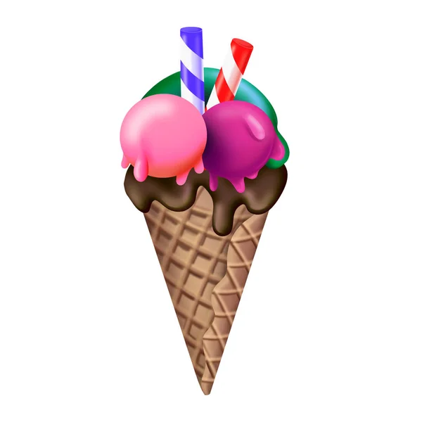 Морозиво з ягодами і соломою — стокове фото