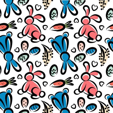 Paskalya için tavşan ve havuç deseni