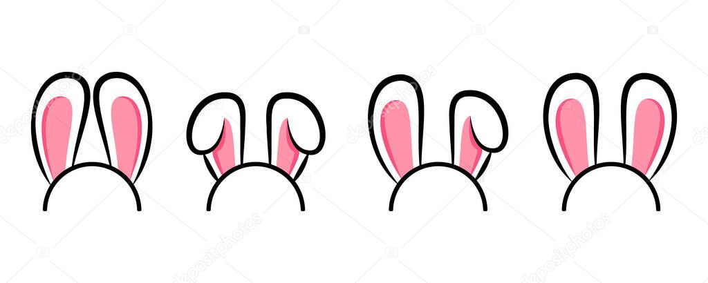 Set of Bunny ears.Bunny ears mask set.Collection of Easter illustrations. Vector illustration