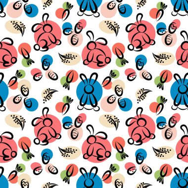 Paskalya için tavşan ve havuç deseni