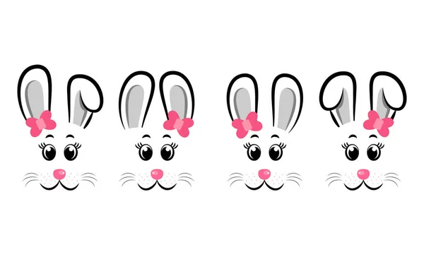 Conjunto de conejos de Pascua con arcos. Conejos de Pascua — Vector de stock
