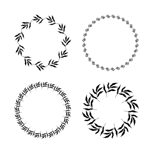 Set of circle botanical frames. Vector Illustration — Stock Vector