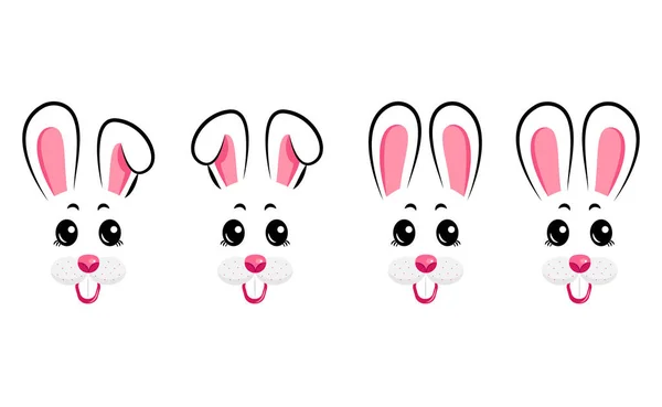 Conjunto de máscaras de coelho feliz — Vetor de Stock