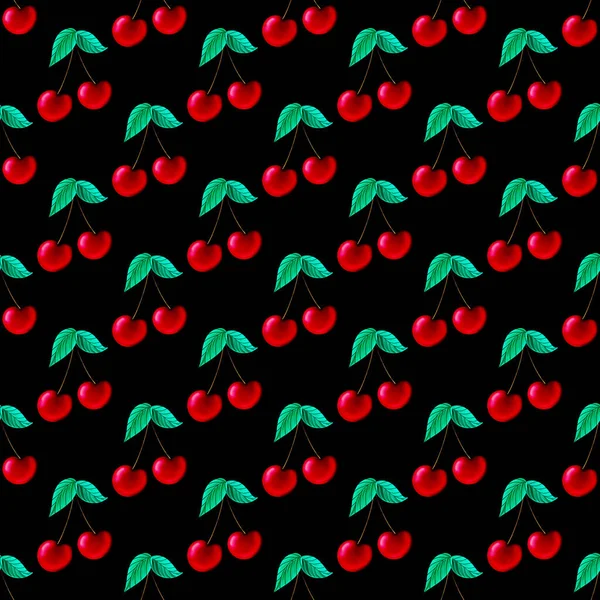 Бесшовный рисунок с вишневыми ягодами — стоковое фото