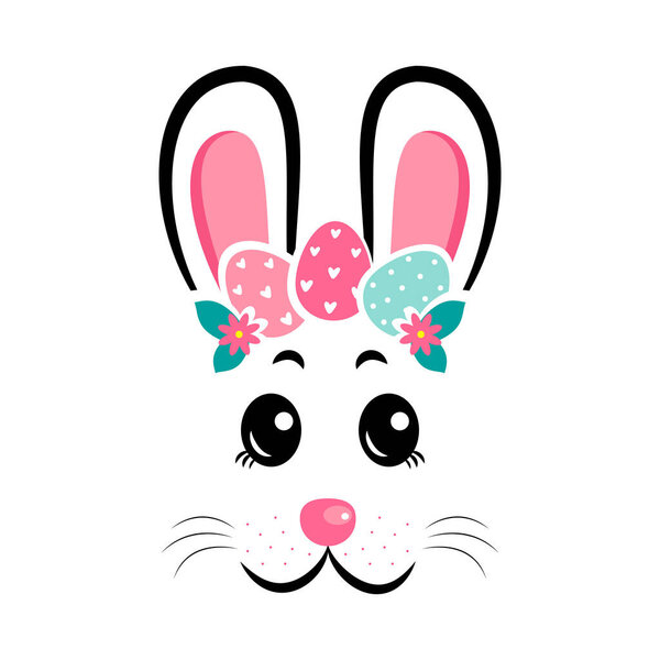 Лицо пасхального кролика с венком из яиц