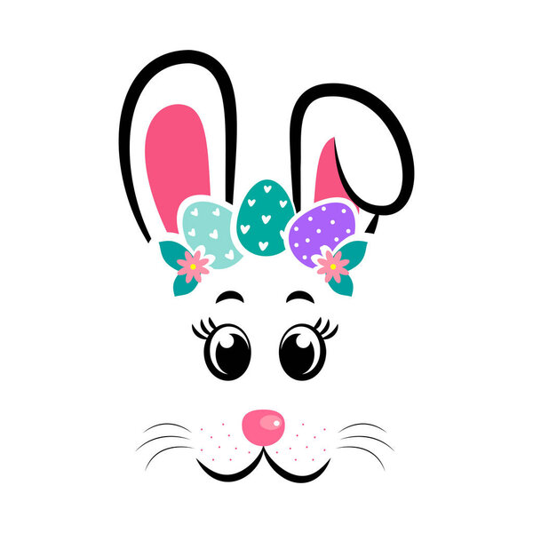 Лицо пасхального кролика с венком из яиц