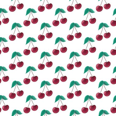 beyaz zemin üzerine kiraz ile Seamless Modeli