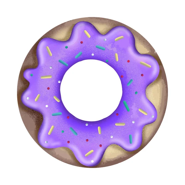 Delicious donut with icing and sprinkles — Stock Vector
