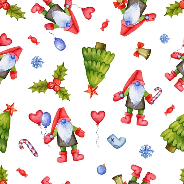 Рождественский узор с иллюстрацией gnomes.vector — стоковый вектор