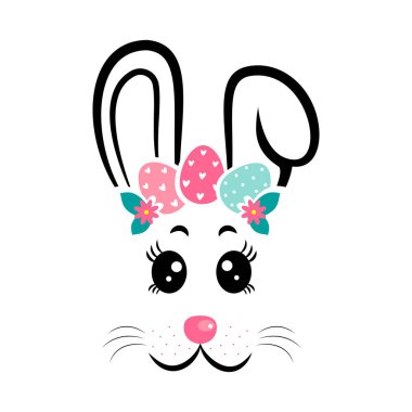 Paskalya tavşanının yüzü Yumurta çelengiyle