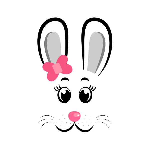 Kawaii Bunny face with pink bow.Rabbit symbol of 20233 year.Vector illustration — Stock Vector