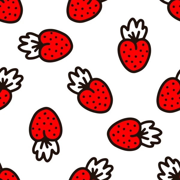 Nahtloses Muster mit Erdbeeren. Vektorillustration — Stockvektor