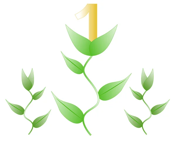 Plant with the number one — Stock Vector