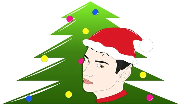 Elf en kerstboom — Stockvector