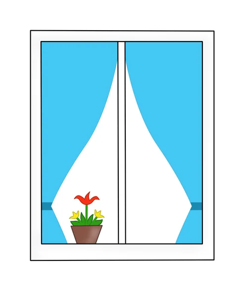 Fenêtre avec fleur — Photo
