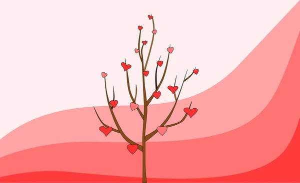 Árbol con corazones — Vector de stock