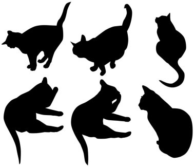 Kediler siluetleri kümesi