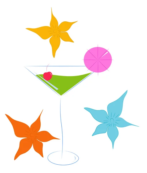 Cocktail med körsbär — Stock vektor
