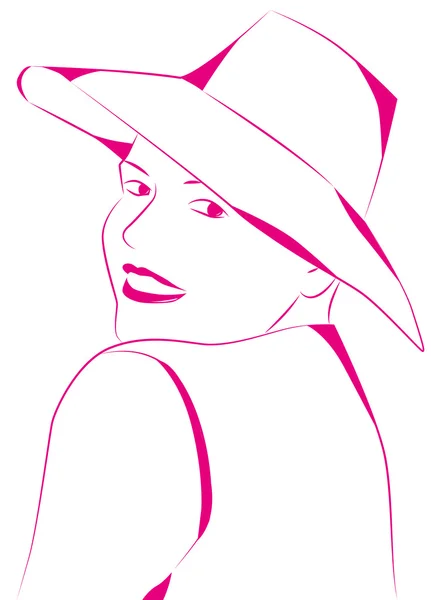 La chica del sombrero — Vector de stock