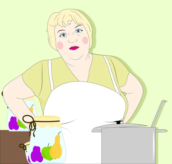Femme au foyer dans la cuisine — Image vectorielle