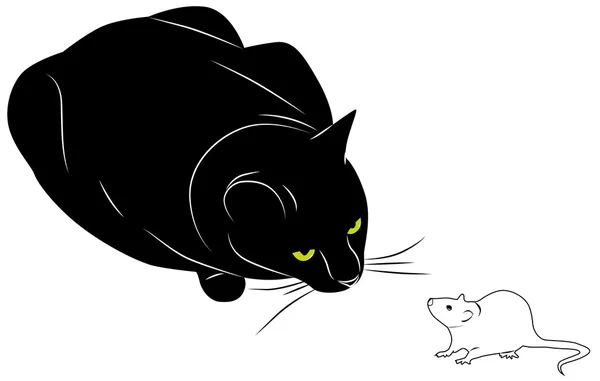 Kat en muis — Stockvector
