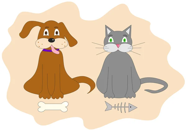 Gato y perro — Vector de stock