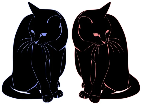 2 つの黒い猫 — ストックベクタ