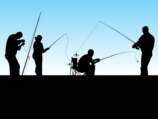 Группа рыбаков — стоковый вектор