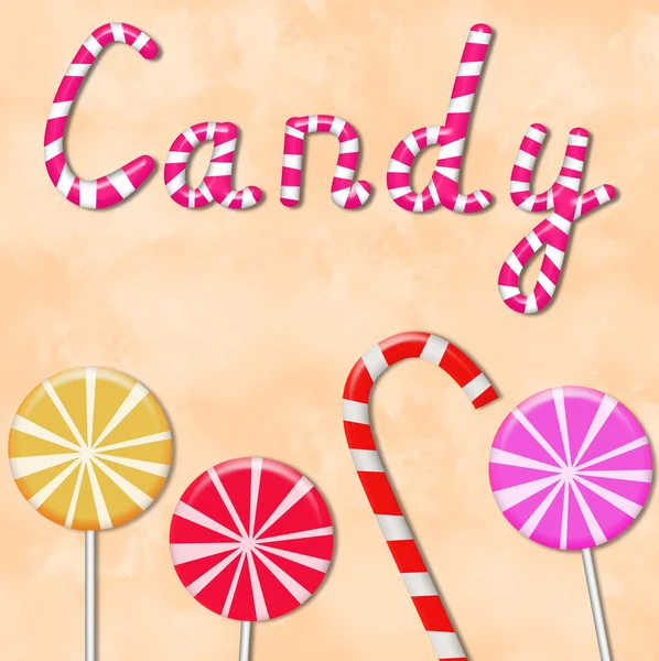 Background with the word candy and lollipops — Stock Photo, Image