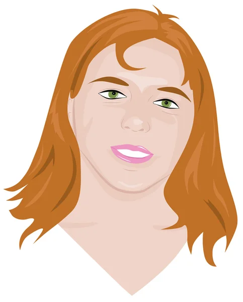 Retrato de jovem menina de cabelos vermelhos —  Vetores de Stock