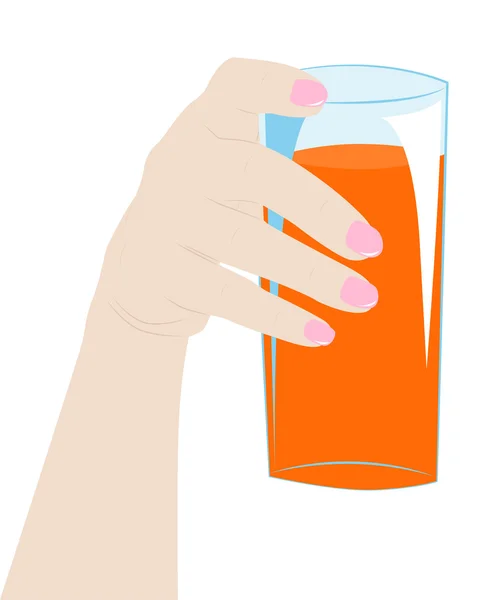 Mão feminina com um copo — Vetor de Stock