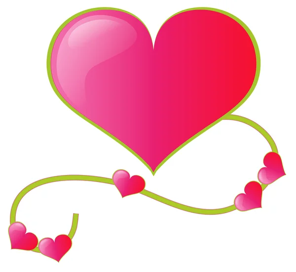Ροζ καρδιά με μπούκλες — Διανυσματικό Αρχείο