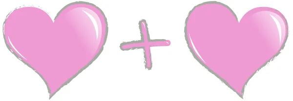 Zwei rosa Herzen — Stockvektor
