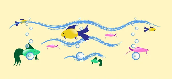 Peces en el mar — Vector de stock