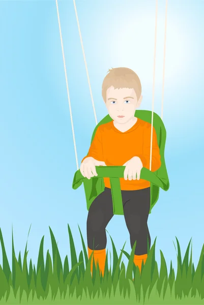 A child on a swing — Stock Vector