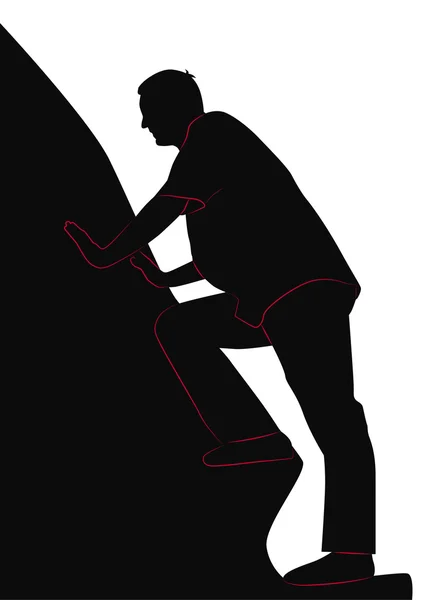 L'homme grimpe une montagne — Image vectorielle