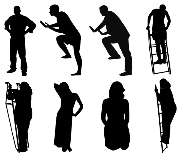 Set of silhouettes of people — Stock Vector